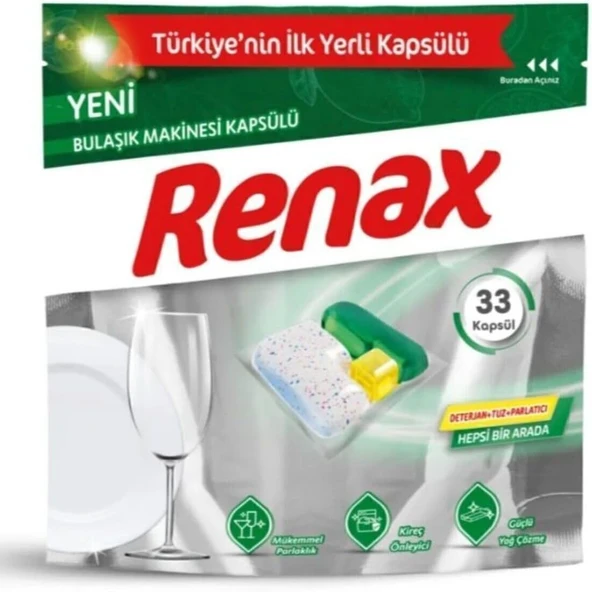 Renax Hepsi Bir Arada 33 Kapsül Bulaşık Makinesi Kapsülü ürün görseli 1