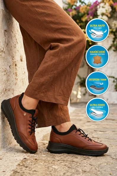 Taba Hakiki Deri Kadın Casual Ayakkabı - Resim 2