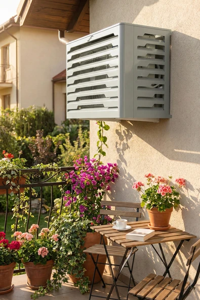Klima Motoru/Dış Ünite Gizleme/Koruma Kafesi XS 7000 BTU - 9000 BTU 86X44X65(H) Alüminyum Stage  Açık Gri ürün görseli 1