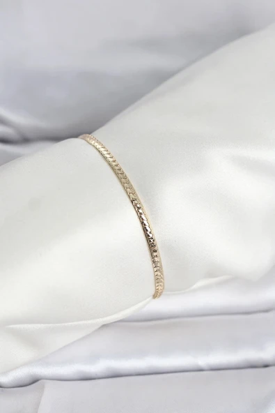 CM 14K Gold Renk Yassı Zincir Model Kadın Bileklik ürün görseli 1