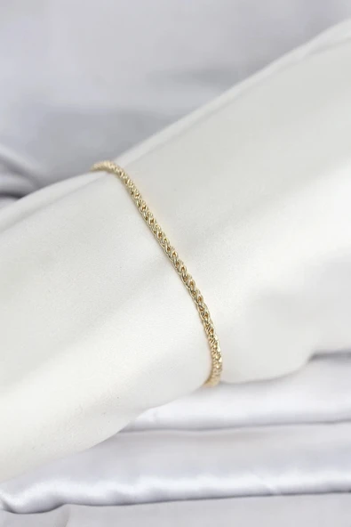 CM 14K Gold Renk Burgulu Zincir Model Kadın Bileklik ürün görseli 1
