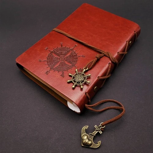 Kahverengi Pusula Temalı Deri Defter ürün görseli 1