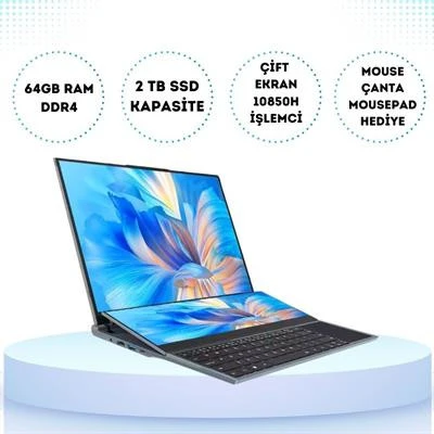 Yasomi Twin-up 2Tb Ssd  16''+14'' Çift Ekran 64Gb Ram Core I7 Ddr4 10850h Işlemci Win11pro  Laptop-TEŞHİR ürün görseli 1