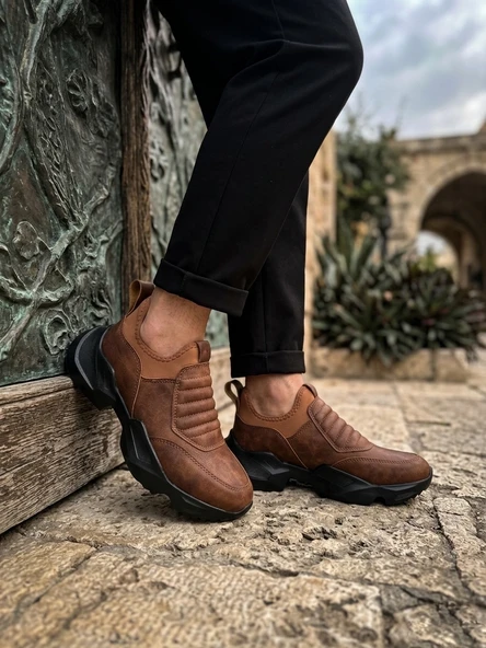 Taba Bağcıksız Yüksek Taban Erkek Sneaker Bot - Resim 5