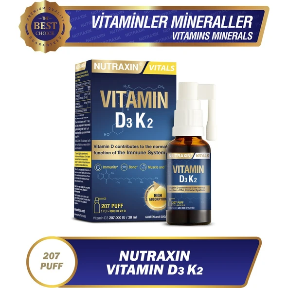 Nutraxin Vitamin D3K2 Sprey 30ml - Resim 2
