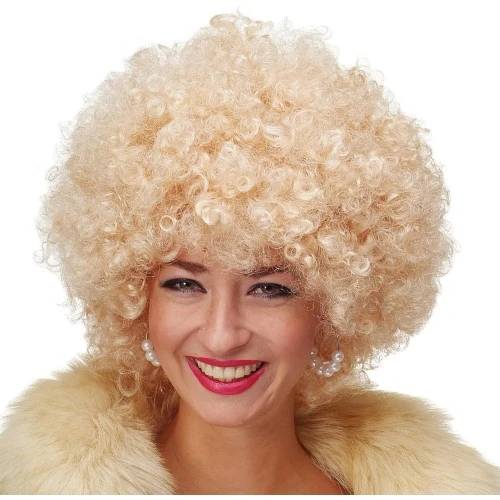 Altın Renk Kıvırcık Afro Parti Peruğu ürün görseli 1
