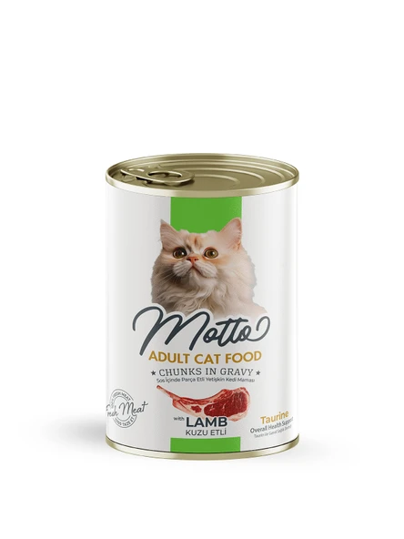 MOTTO Kuzu Etli Gravy Yetişkin Kedi Konserve Mama 400 Gr. - 12 Adet ürün görseli 1