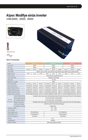 Alpex 600 Watt 12 Volt Modifiye Sinüs İnverter - Resim 4