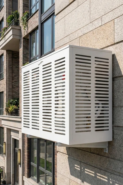 Klima Motoru/Dış Ünite Gizleme/Koruma Kafesi XL 120x62x150(H) Alüminyum Slotted  Beyaz ürün görseli 1