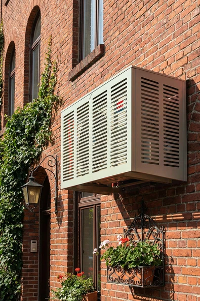 Klima Motoru/Dış Ünite Gizleme/Koruma Kafesi L 120x62x110(H) Alüminyum Slotted  Açık Gri ürün görseli 1