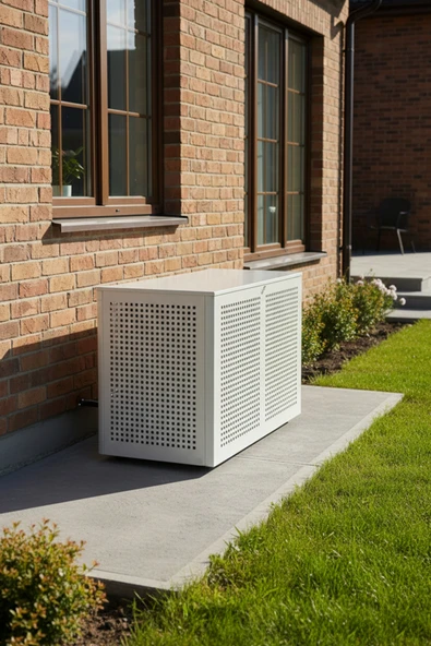 Klima Motoru/Dış Ünite Gizleme/Koruma Kafesi S 9000 BTU - 18000 BTU 98x50x70(H) Alüminyum Square  Beyaz ürün görseli 1
