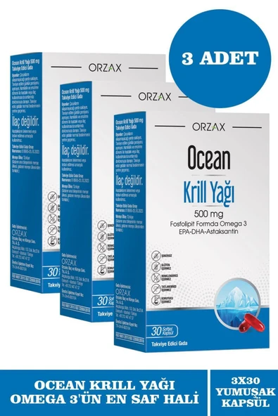 Krill Oil 500 Mg 30 Kapsül 3 Adet ürün görseli 1