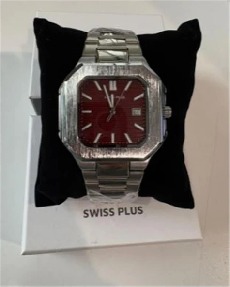 Swiss Plus Man Watch Premium Seri Model-9 RS23146 Bordeaux-Silver(Kol Saati) ürün görseli 1