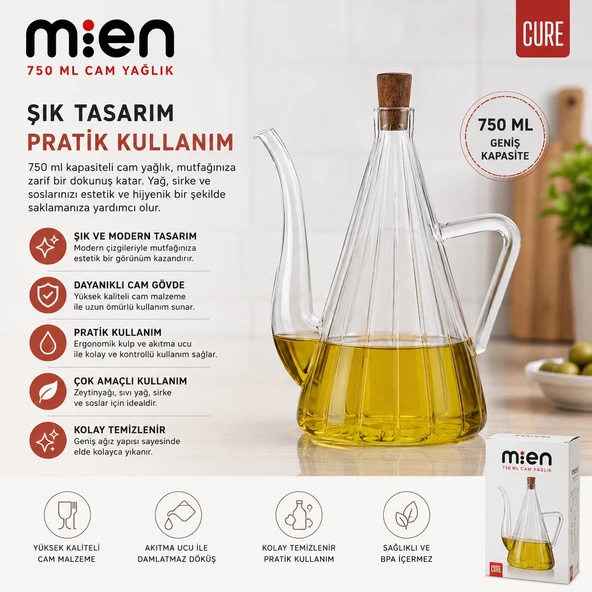 Mien 750 Ml İkili Akasaya Standlı Cam Yağdanlık ürün görseli 1