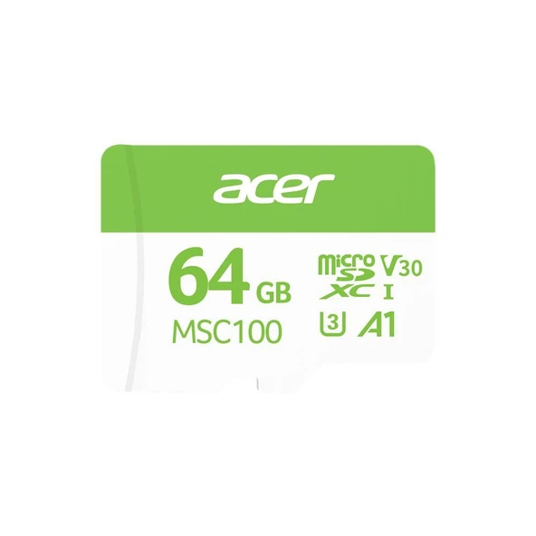 Acer MSC100 64GB microSD U3 V30 A1 Aksiyon Kamera & Güvenlik Kamerası Uyumlu ürün görseli 1