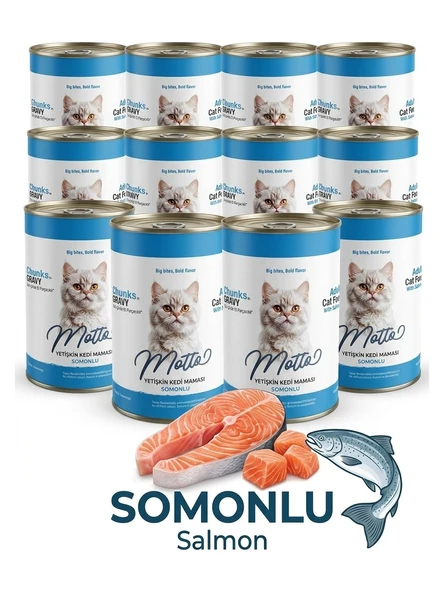 Motto Somonlu Yetişkin Kedi Konserve Mama 400 Gr. x 12 Adet ürün görseli 1