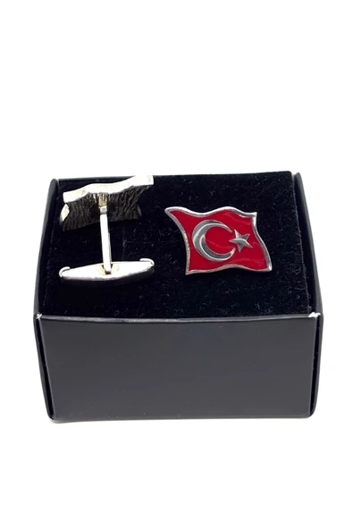 Gümüş Ay Yıldız Kol Düğmesi [FLG00001] ürün görseli 1