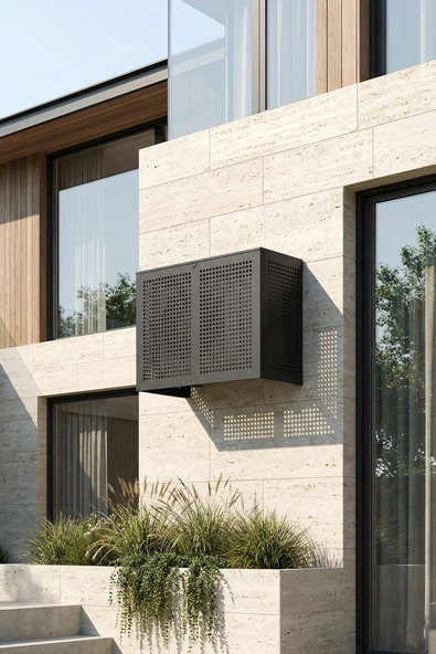 Klima Motoru/Dış Ünite Gizleme/Koruma Kafesi L 120x62x110(H) Alüminyum Square  Antrasit ürün görseli 1