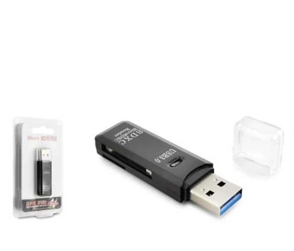 HADRON HDX7030 USB 3.0 Kart Okuyucu SD MicroSD 5 Gbps Siyah ürün görseli 1