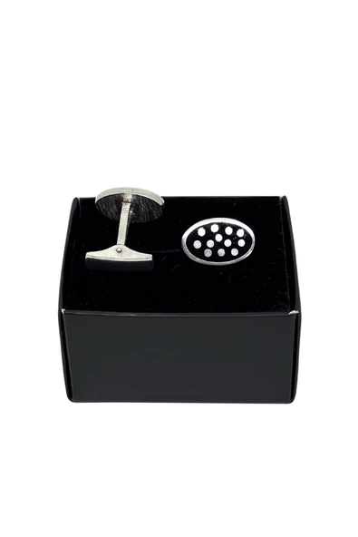 Gümüş Siyah Mineli Oval Kol Düğmesi [UF0139492] ürün görseli 1