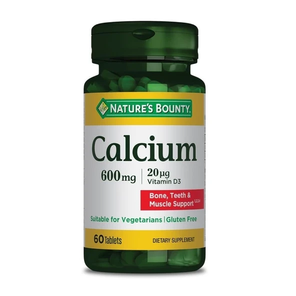 Nature's Bounty Calcium 600 mg Vitamin D3 60 Tablet ürün görseli 1