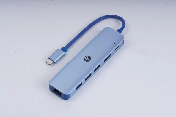 Vcom CUE55 Mavi Type-C To Hdmi(4K@30Hz)+Gigabit LAN+Usb3.0+Pd 3.0 100W Çoklayıcı ürün görseli 1