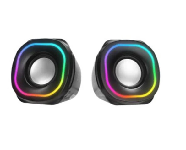 Mikado MD-180 2.0 3W-2 Siyah RGB Aydınlatmalı USB + 3.5mm USB 5V Speaker Hoparlör ürün görseli 1