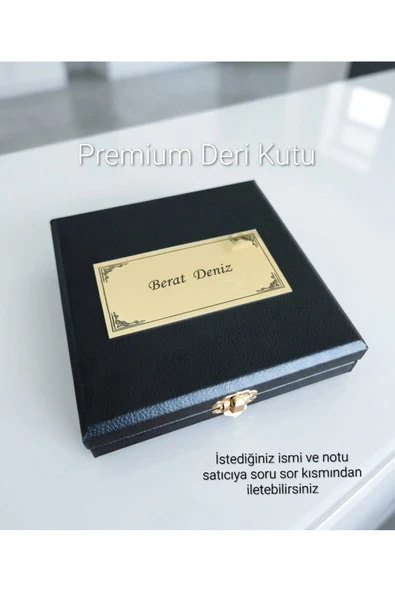 Tesbih Dünyası Deri Hediye Kutusu, Kişiye Özel Yazılı Hediye Kutusu, Not Yazılı Tesbih Kutusu, Tesbih Kutusu ürün görseli 1