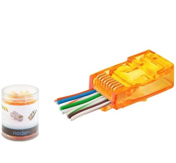NODAR ND2405 CAT6 EZ RJ45 Konnektör 100 Adet Plastik Kutu -Turuncu ürün görseli 1