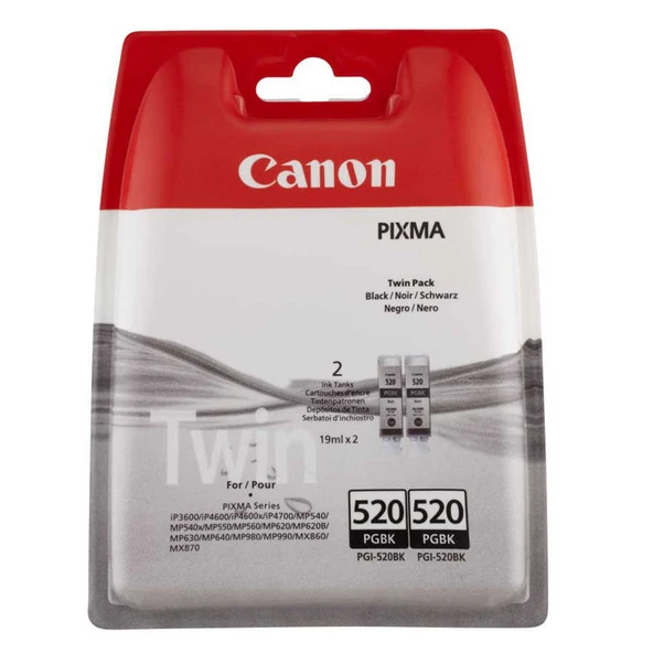 Canon PGI-520-2932B012 Siyah Orijinal Kartuş İkili Paket ürün görseli 1