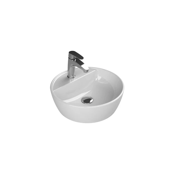 Turkuaz Cerastyle One Tezgâh Üstü Batarya Delikli Beyaz Lavabo 42x42 Cm 076400-u ürün görseli 1
