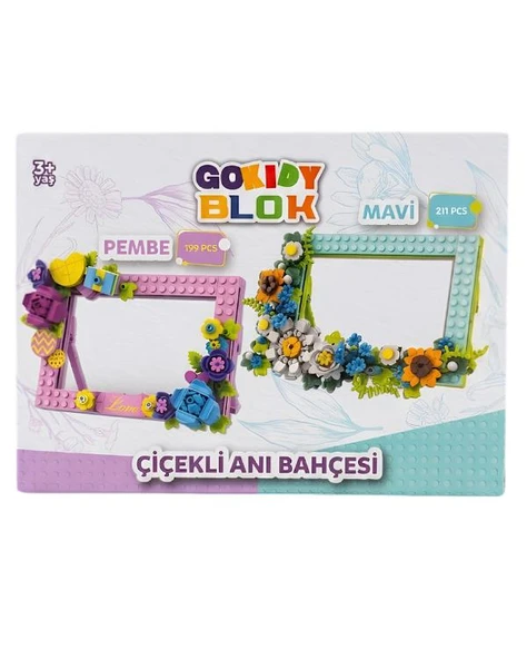 Go Kidy Çiçekli Anı Bahçesi Fotoğraf Çerçevesi Blok Yapım Seti Pembe ürün görseli 1