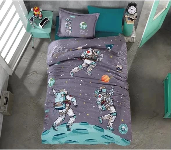 Clasy Ranforce Genç Nevresim Takımı Tek Kişilik Space V1 Antrasit ürün görseli 1
