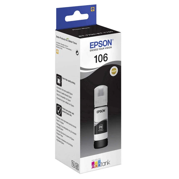 Epson 106-C13T00R140 Foto Siyah Orijinal Mürekkep ürün görseli 1