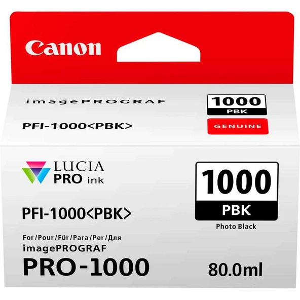 Canon PFI-1000PBK-0546C001 Foto Siyah Orijinal Kartuş ürün görseli 1
