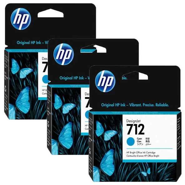 Hp 712-3ED77A Mavi Orijinal Kartuş Üçlü Paket ürün görseli 1