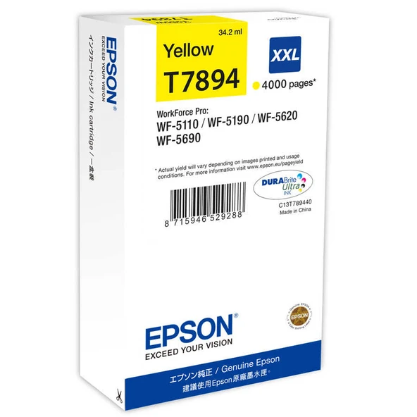 Epson T7894-C13T789440 Sarı Orijinal Kartuş Extra Yüksek Kapasiteli ürün görseli 1