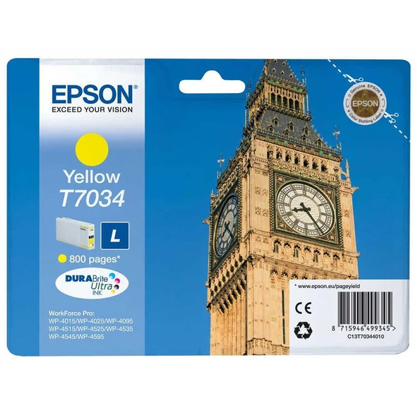 Epson T7034-C13T70344010 Sarı Orijinal Kartuş ürün görseli 1