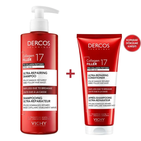 Vichy Dercos Collagen 17 Filler Şampuan 400 mL+ Saç Kremi 200mL ürün görseli 1