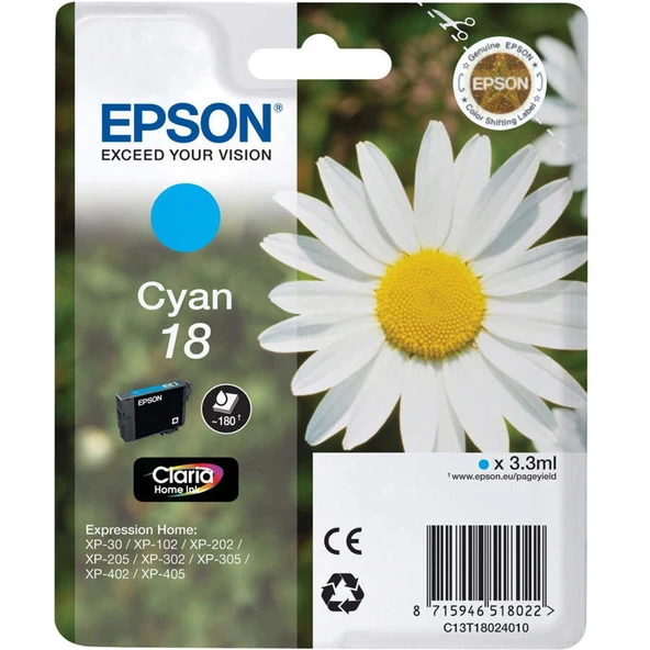 Epson 18-T1802-C13T18024020 Mavi Orijinal Kartuş ürün görseli 1