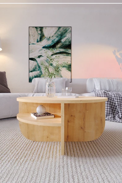 OBİ Atölye Rubo Orta Sehpa Raflı İskandinav Orta Sehpa 72 cm, Bohem - Safir Meşe ürün görseli 1