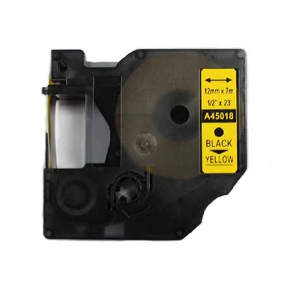 Dymo 45018 Muadil Sarı-Siyah D1 Yedek Şerit 12mm x 7m ürün görseli 1