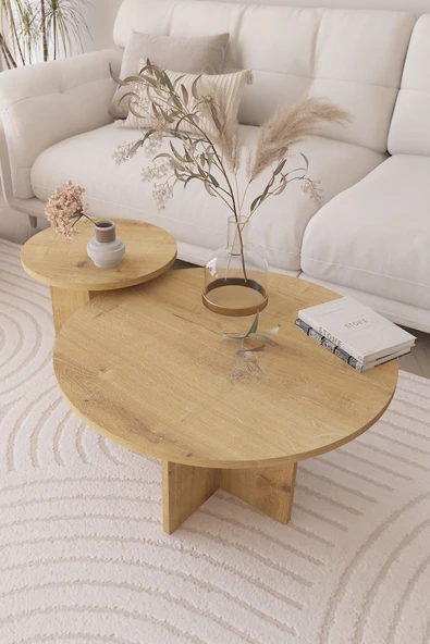 OBİ Atölye 2 li Orta Sehpa Seti, İskandinav Stil, Bohem, 72 cm, 40 cm - Safir Meşe ürün görseli 1