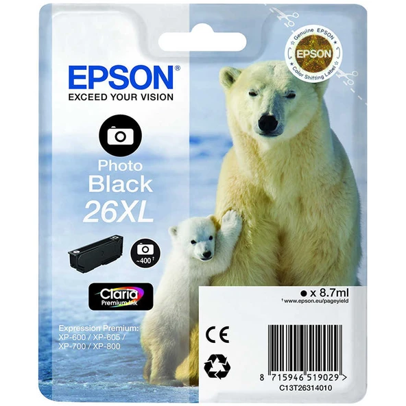 Epson 26XL-T2631-C13T26314020 Foto Siyah Orijinal Kartuş ürün görseli 1