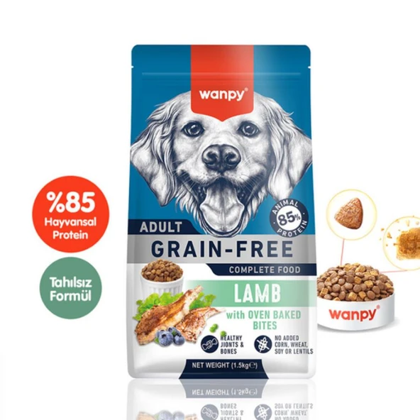 Wanpy Tahılsız Kuzulu Yetişkin Köpek Maması 1,5 Kg ürün görseli 1