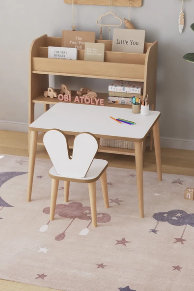 OBİ Atölye Çocuk Oyun Aktivite Masası 60x45 Cm Çocuk Çalışma Masası Masa Sandalye Seti ürün görseli 1