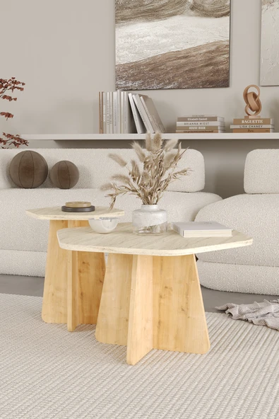 OBİ Atölye HEXA 2 li Orta Sehpa Seti, Bohem Yan Sehpa, İskandinav Stili 72 cm - 40 cm ürün görseli 1