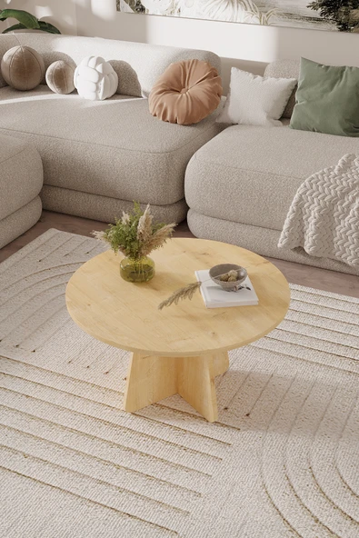 OBİ Atölye NORD Orta Sehpa 72 cm, İskandinav Orta Sehpa, Bohem, Yuvarlak - Meşe ürün görseli 1