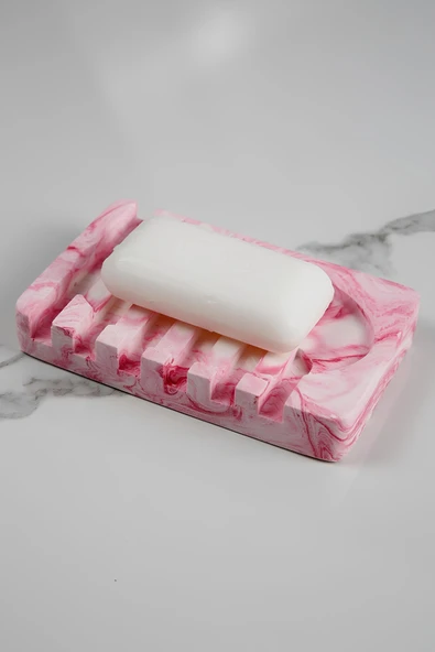 Betonmall Mermer Desenli Banyo Mutfak Tuvalet Beton Katı Sabunluk Su Giderli 8x13 cm ürün görseli 1