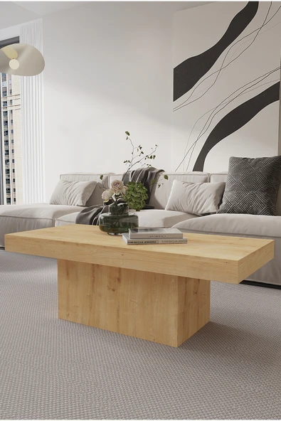 OBİ Atölye VOLKA-LONG Orta Sehpa 110x50 cm İskandinav Stili Küp Sehpa Safir Meşe ürün görseli 1